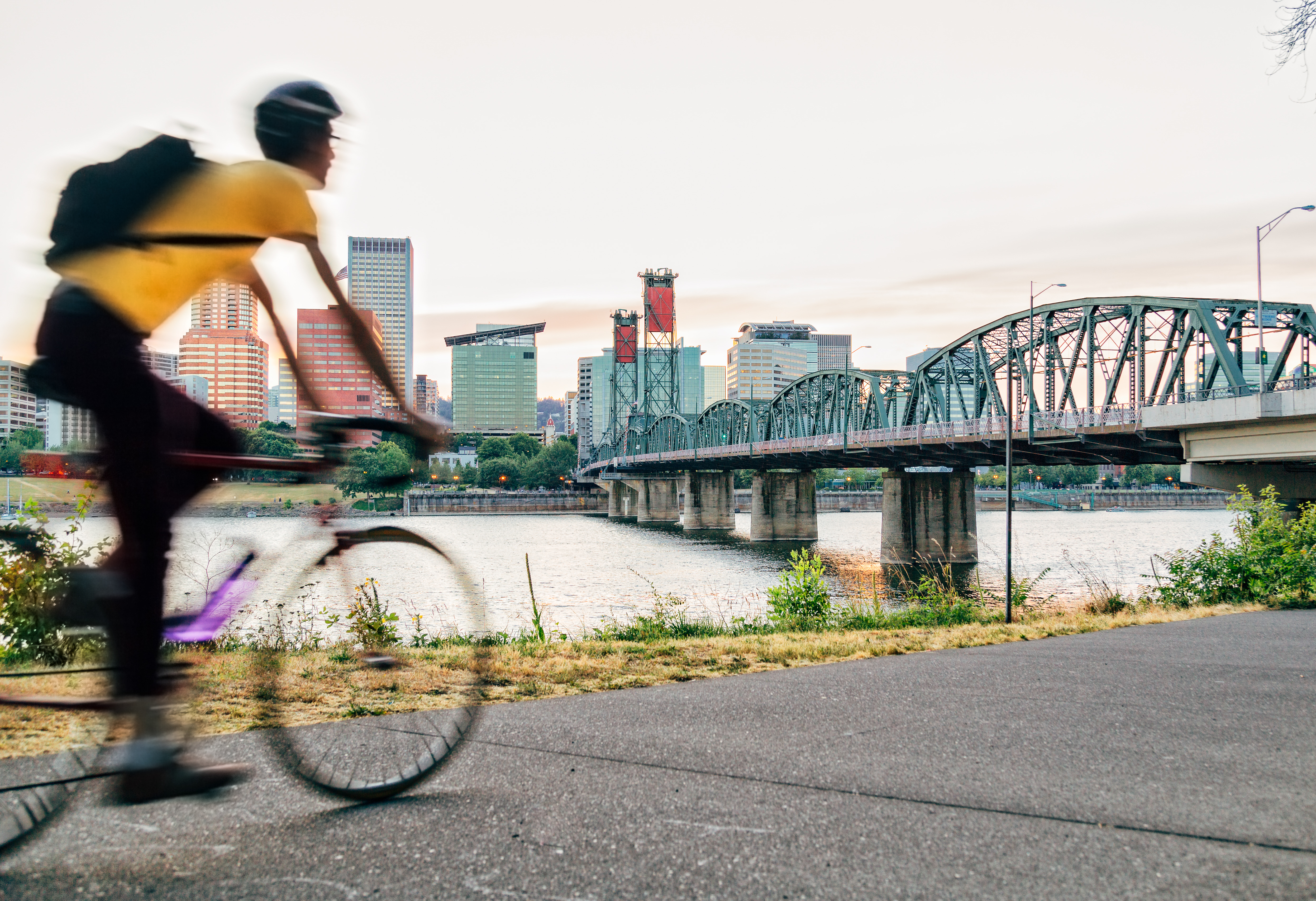 Person riding a bike in Portland, Oregon